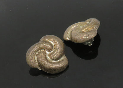 MEXICO 925 Sterling Silver  Vintage Hollow Swirl Non Pierce Earrings  EG10566