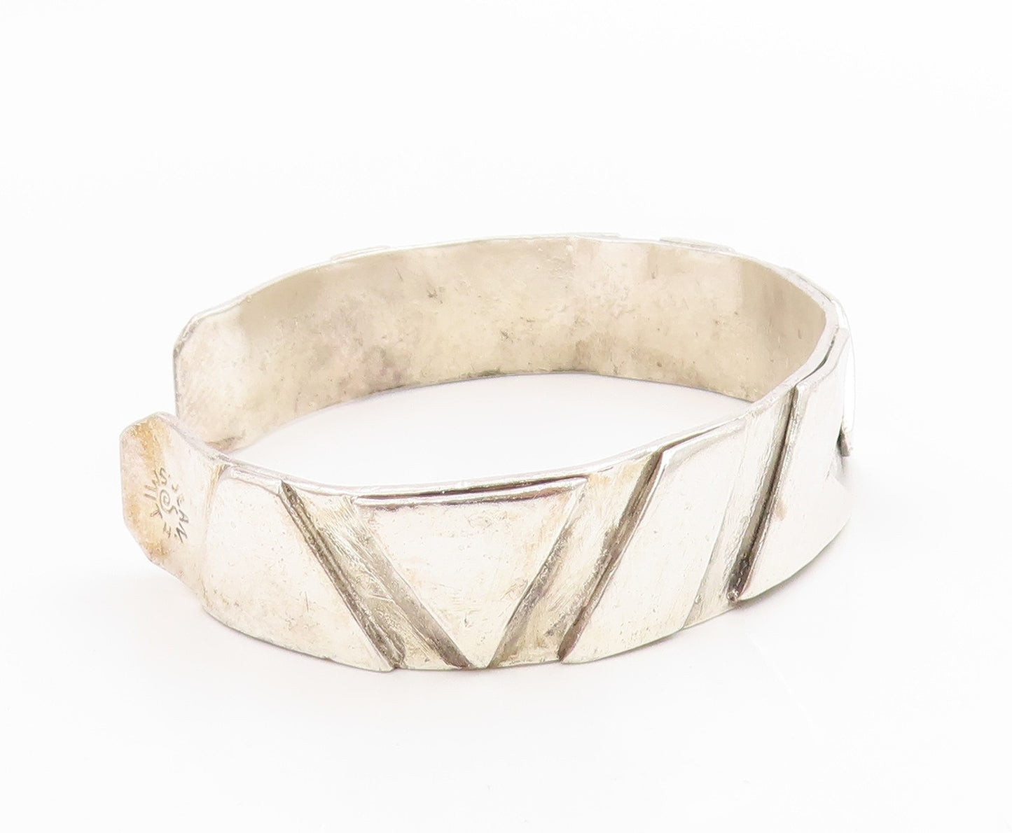 925 Sterling Silver Vintage Bracelet JEAN SMITH Classic Geometric Cuff  BT12010