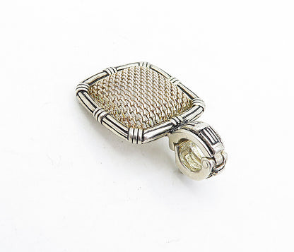 ESPO 925 Sterling Silver  Vintage Shiny Basket Weave Design Pendant  PT3402