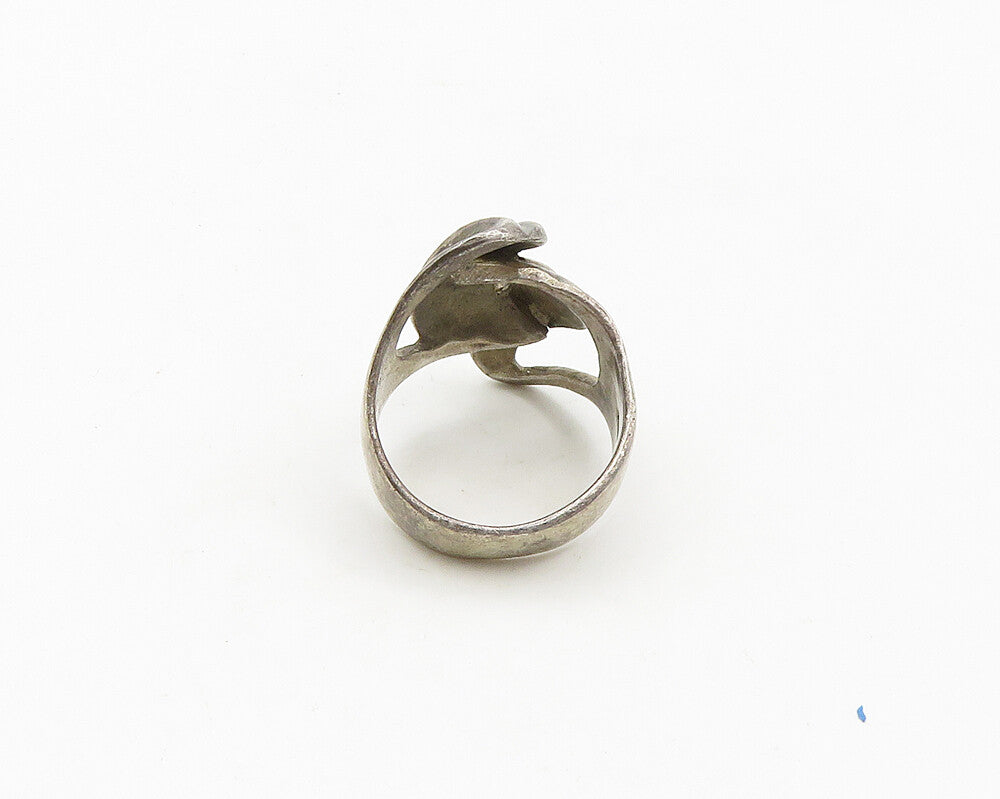 925 Sterling Silver  Vintage Dark Tone Bypass Style Band Ring Sz 7  RG19077