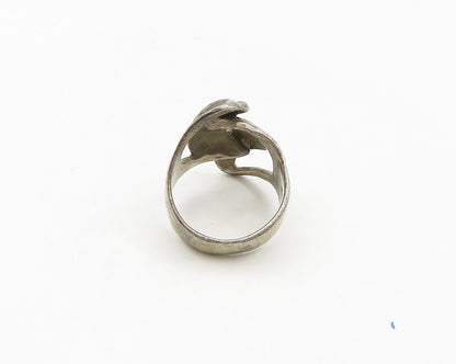 925 Sterling Silver  Vintage Dark Tone Bypass Style Band Ring Sz 7  RG19077