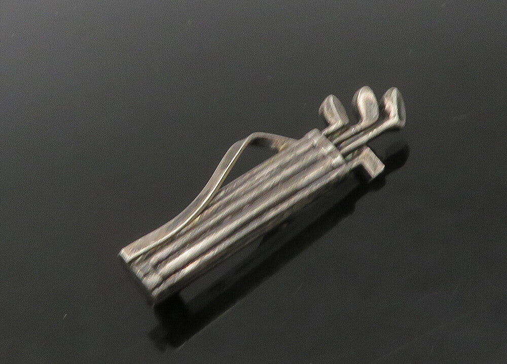 AM DENMARK 925 Silver  Vintage Antique Bag Of Golf Clubs Brooch Pin  BP8983