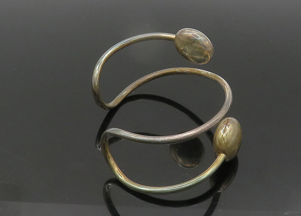 925 Sterling Silver  Vintage Dark Tone Hollow Ends Cuff Bracelet   BT8590