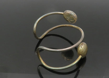 925 Sterling Silver  Vintage Dark Tone Hollow Ends Cuff Bracelet   BT8590