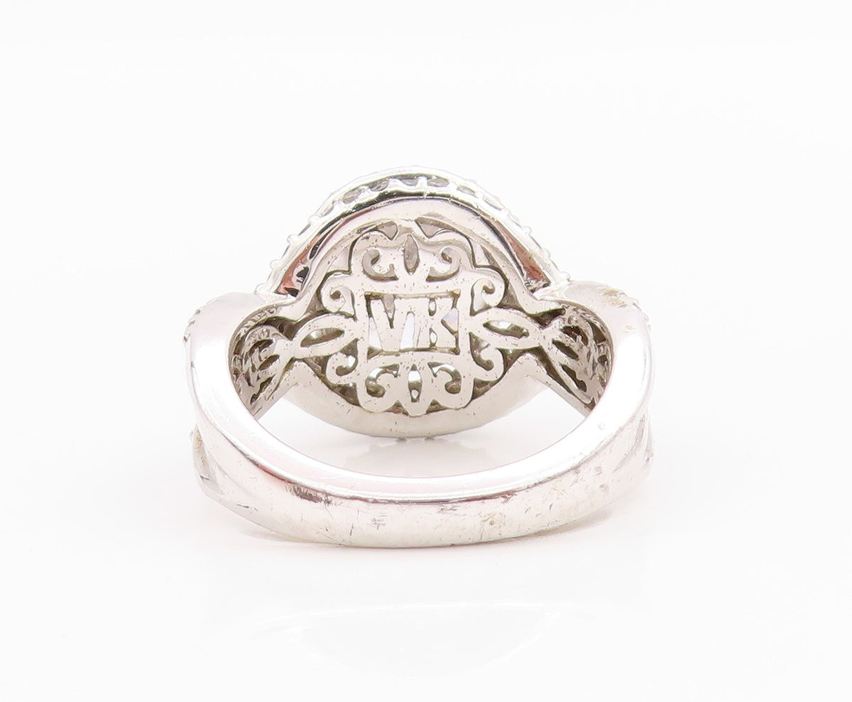 925 Sterling Silver Vintage Ring Modernist Design Topaz Bands  Sz 6  RG33126