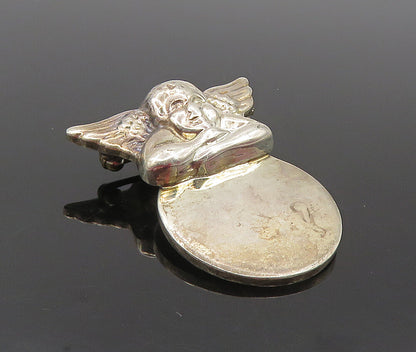925 Sterling Silver  Vintage Shiny Baby Angel Smooth Brooch Pin  BP3521