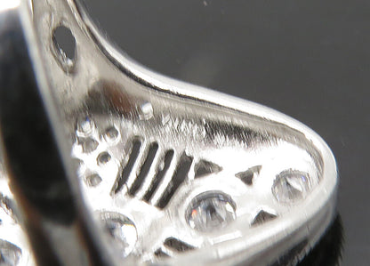 925 Sterling Silver  Vintage Cubic Zirconia Shiny Cocktail Ring Sz 5  RG21867