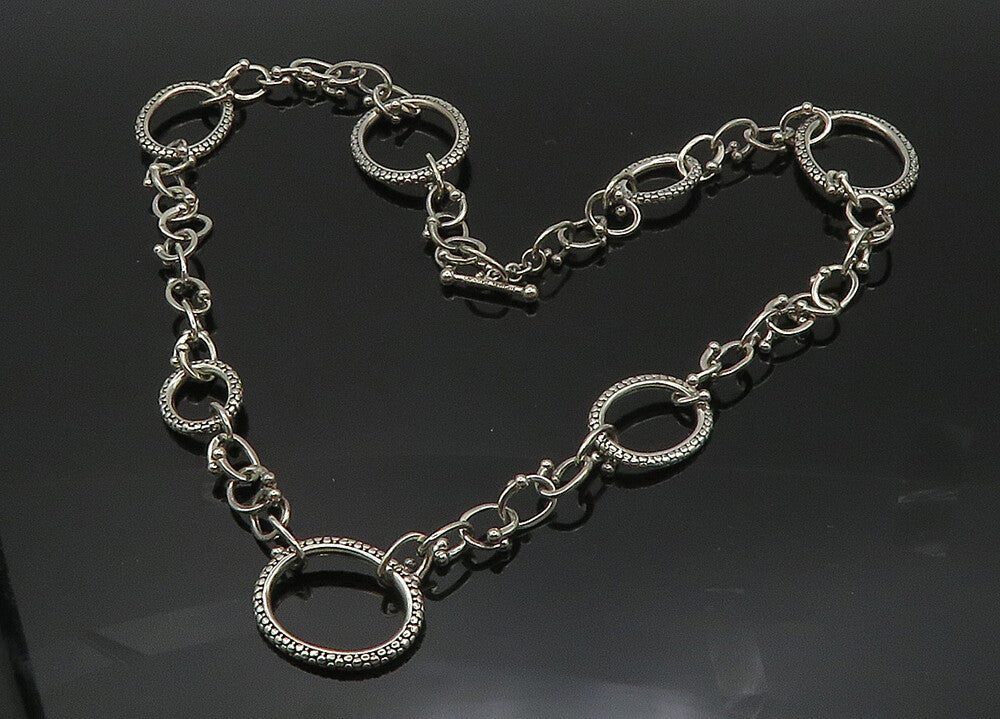 MICHAEL DAWKINS 925 Silver  Vintage Cobble Pattern Oval Chain Necklace  NE3481