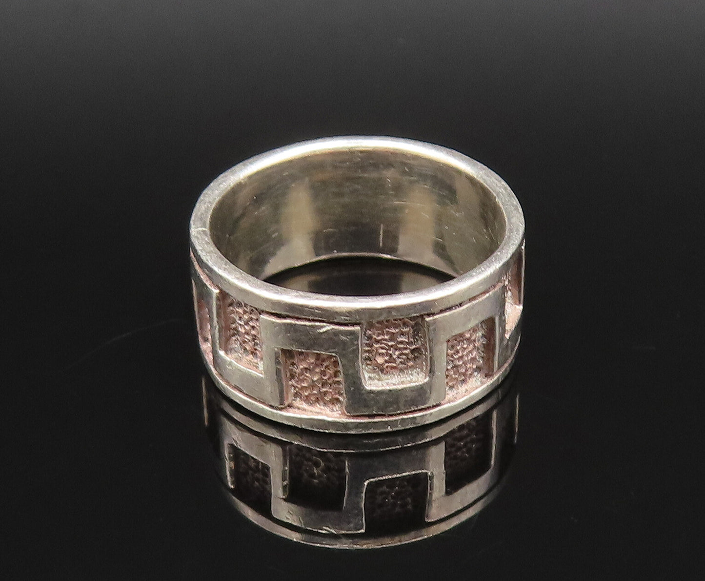 925 Sterling Silver  Vintage Labyrinth Maze Cutout Band Ring Sz 5  RG25727