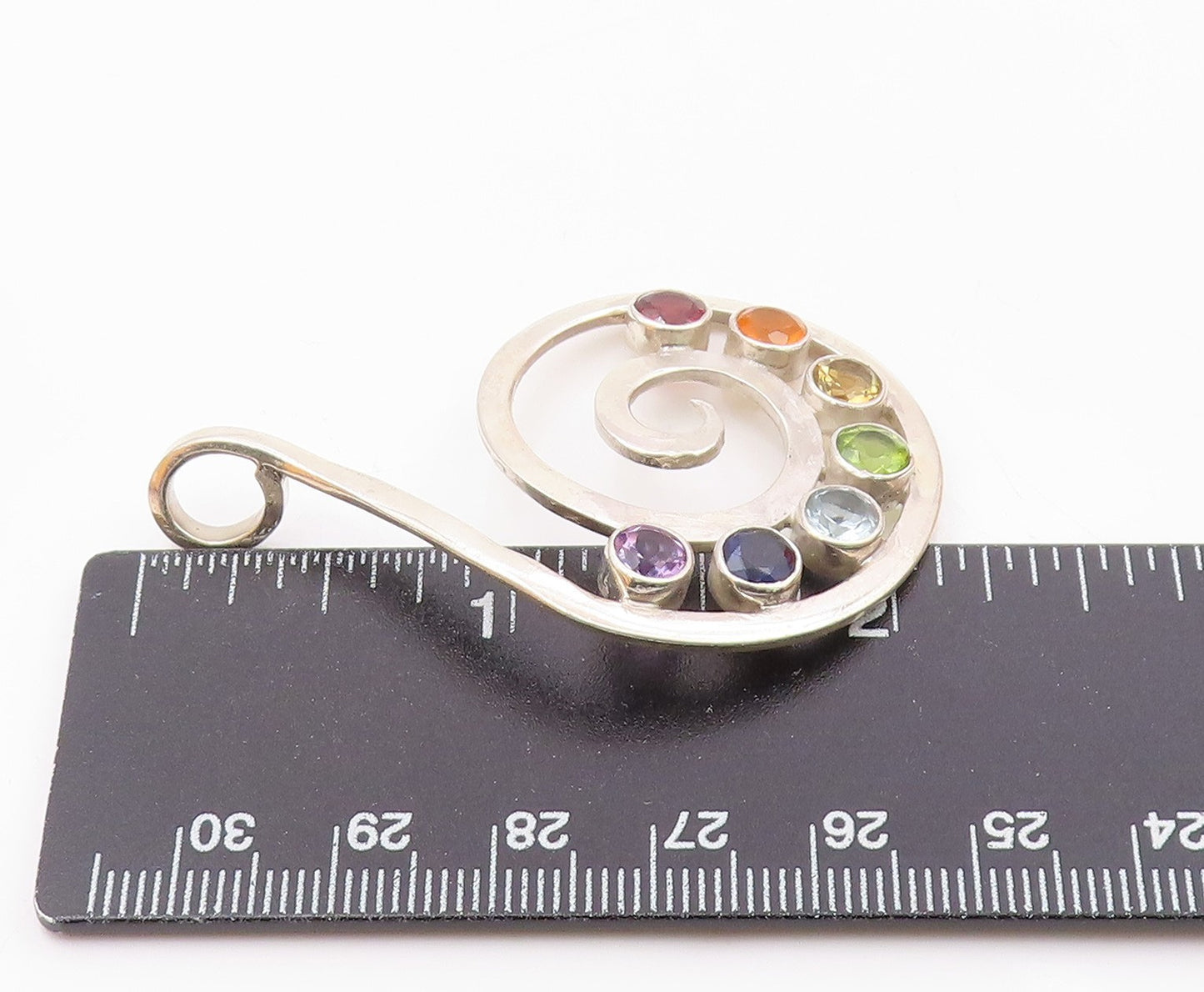 925 Silver Vintage Amethyst Tanzanite Citrine & Multi Stone Pendant PT16811
