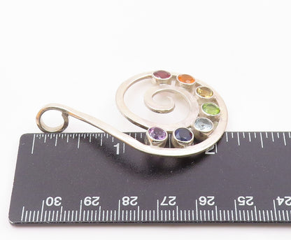 925 Silver Vintage Amethyst Tanzanite Citrine & Multi Stone Pendant PT16811