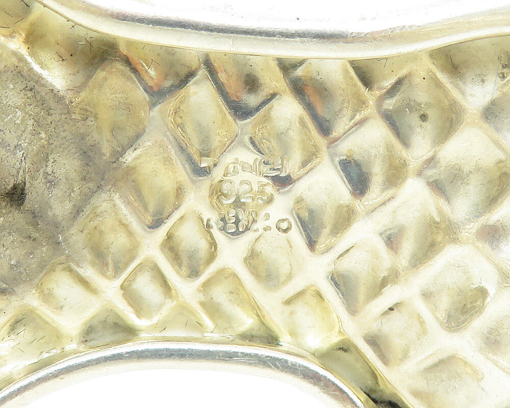 MEXICO 925 Sterling Silver  Vintage Shiny Quilted Detail Cuff Bracelet  BT7297
