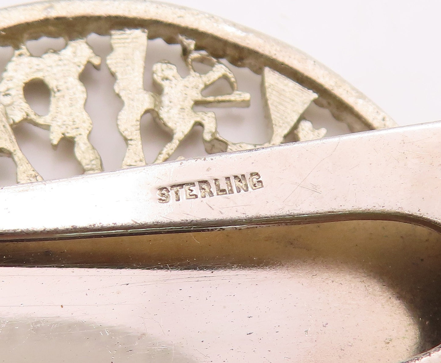 925 Sterling Silver Vintage Money Clip Celestial Zodiac Calendar Pin   TR4066