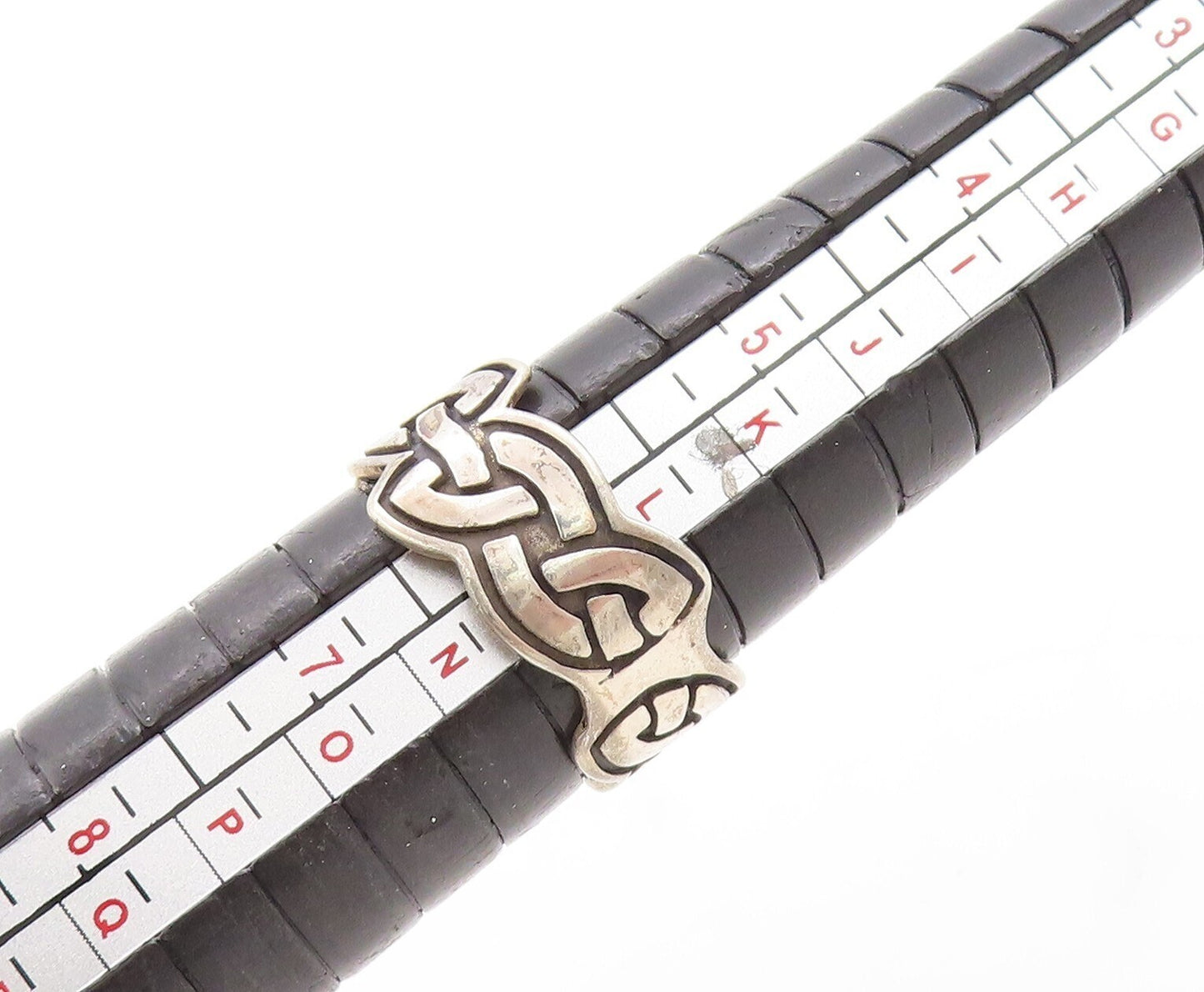 925 Sterling Silver Vintage Ring Dark Tone Cutout Celtic Knots  Sz 6  RG31296