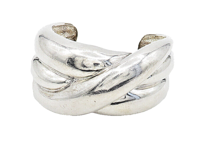 CHARLES KRYPELL 925 Sterling Silver  Vintage Shiny Swirl Cuff Bracelet  BT1649