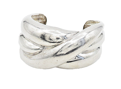 CHARLES KRYPELL 925 Sterling Silver  Vintage Shiny Swirl Cuff Bracelet  BT1649