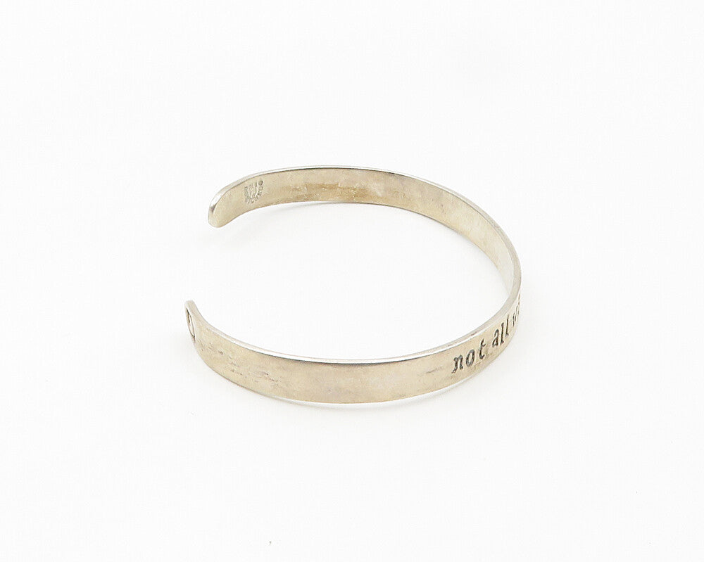 FAR FETCHED 925 Silver  Vintage Not All Who Wander Quote Cuff Bracelet  BT7659