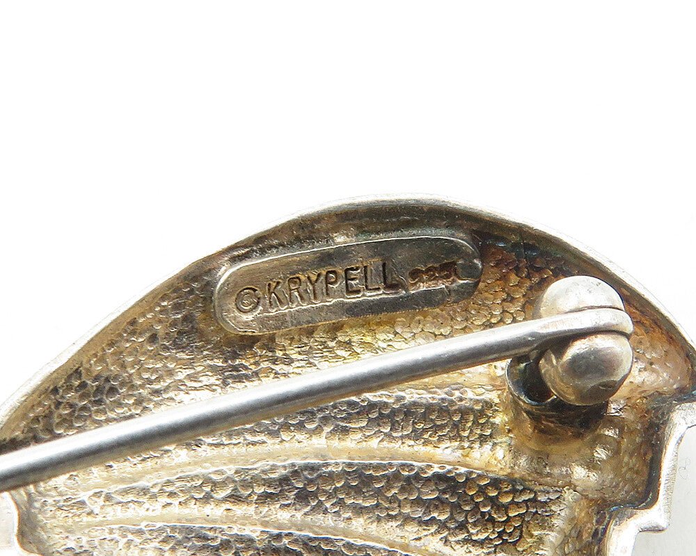 CHARLES KRYPELL 925 Sterling Silver  Vintage Ribbon Bow Tie Brooch Pin  BP7626
