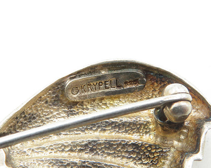 CHARLES KRYPELL 925 Sterling Silver  Vintage Ribbon Bow Tie Brooch Pin  BP7626