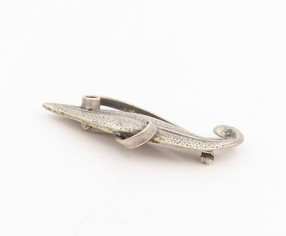 925 Sterling Silver Vintage Brooch Pin Modernist Botanical Swirly Leaf  BP12238
