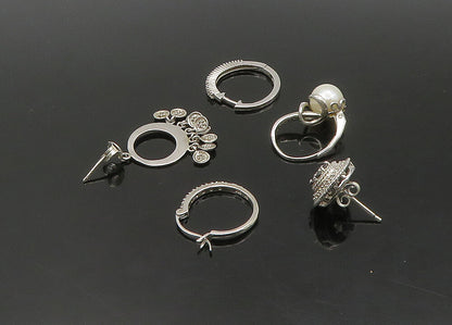 925 Silver   Vintage Genuine Diamonds & Pearl Lot Single Earrings  EG11284