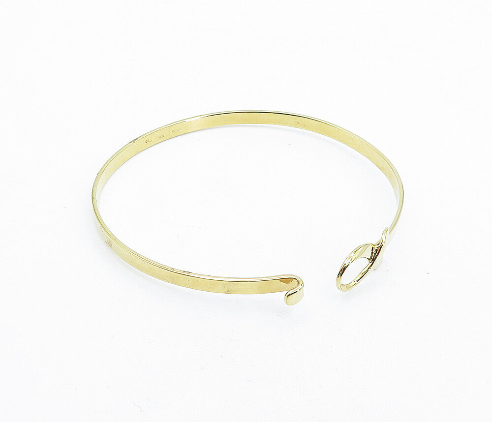 925 Sterling Silver  Shiny Gold Plated Ribbon Detail Bangle Bracelet  BT2071