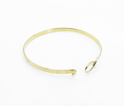 925 Sterling Silver  Shiny Gold Plated Ribbon Detail Bangle Bracelet  BT2071
