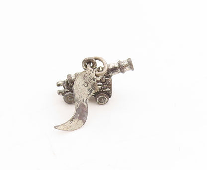 925 Sterling Silver Vintage Pendant Retro Virginia Beach Cannon Charm  PT25405