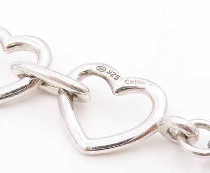 925 Sterling Silver Vintage Bracelet Real Diamonds Love Heart Outline  BT11604
