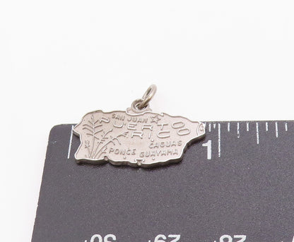 925 Sterling Silver Vintage Pendant Puerto Rica Island State Map Charm  PT24984