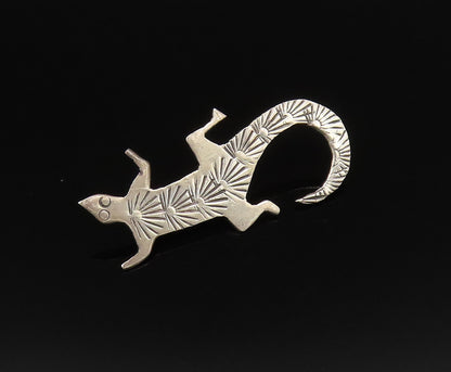 NELSON NAVAJO 925 Silver  Vintage Minimalist Etched Lizard Brooch Pin  BP9942