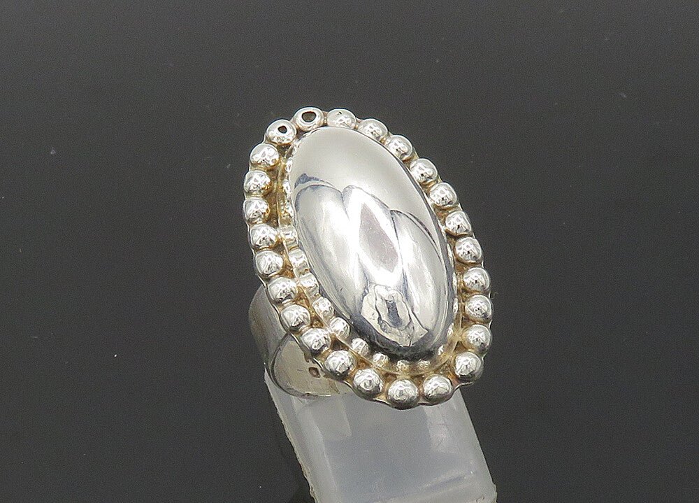 MEXICO 925 Silver  Vintage Shiny Oval Bubble Dome Band Ring Sz 8.5  RG20659