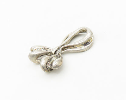 KABANA 925 Sterling Silver  Vintage Shiny Ribbon Bow Drop Pendant  PT14460