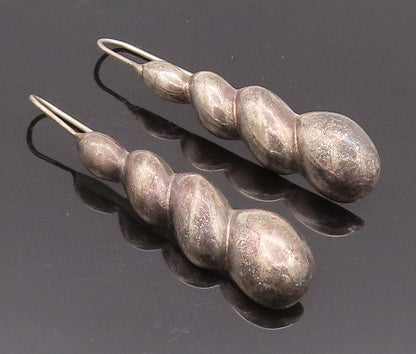 MEXICO 925 Sterling Silver Vintage Hollow Graduated Twist Drop Earrings EG9615