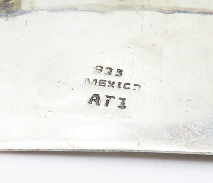 MEXICO 925 Sterling Silver  Vintage Teacher Etched Square Brooch Pin  BP2889