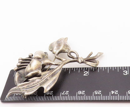 925 Sterling Silver Vintage Brooch Pin Antique Solid Cutout Flower  BP11297