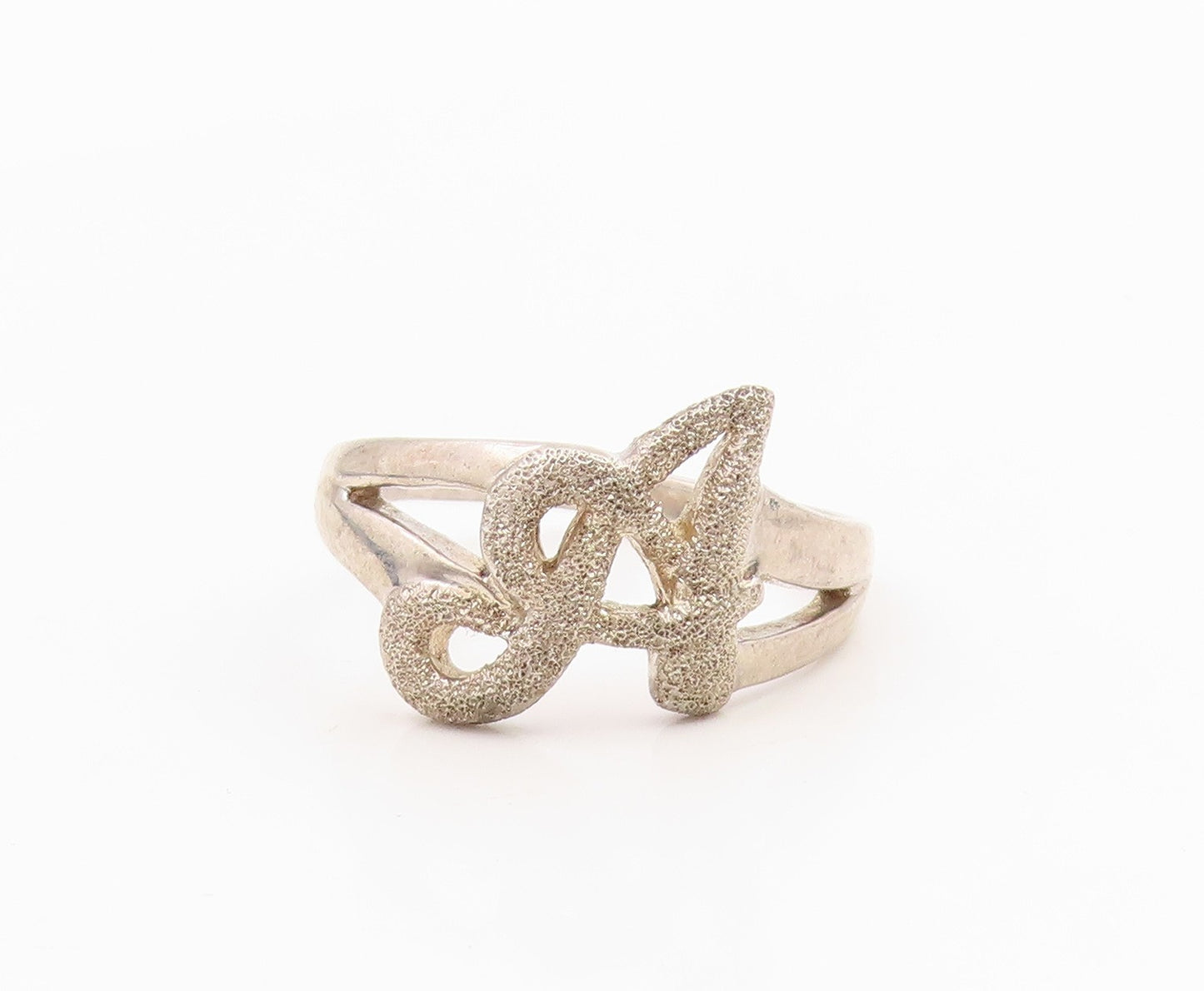 925 Sterling Silver Vintage Ring Modernist Letter A Initial Band  Sz 7  RG35800