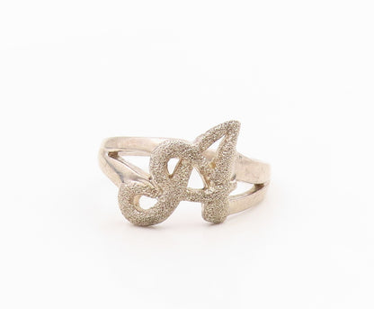 925 Sterling Silver Vintage Ring Modernist Letter A Initial Band  Sz 7  RG35800