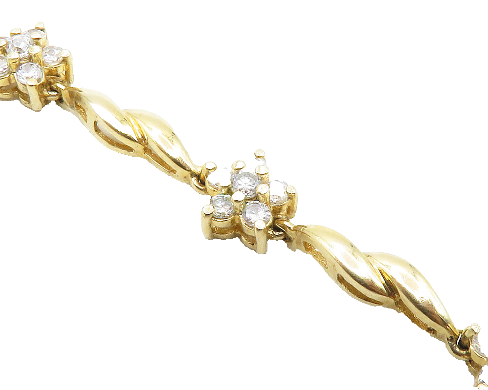ROSS SIMON 925 Silver  Cubic Zirconia Floral Gold Plated Chain Bracelet BT4860