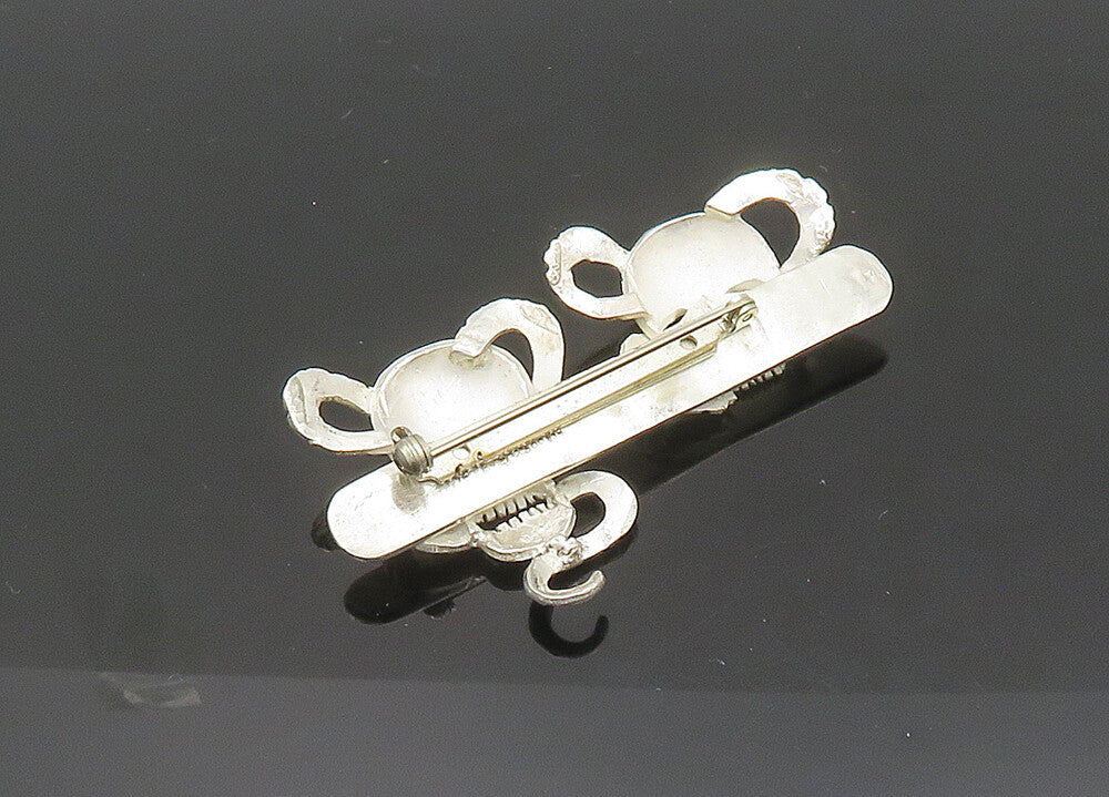 925 Sterling Silver  Vintage Skeleton Head With Snakes Brooch Pin  BP8179