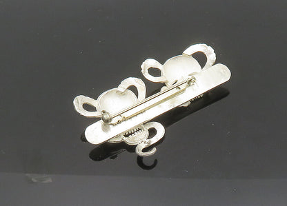 925 Sterling Silver  Vintage Skeleton Head With Snakes Brooch Pin  BP8179