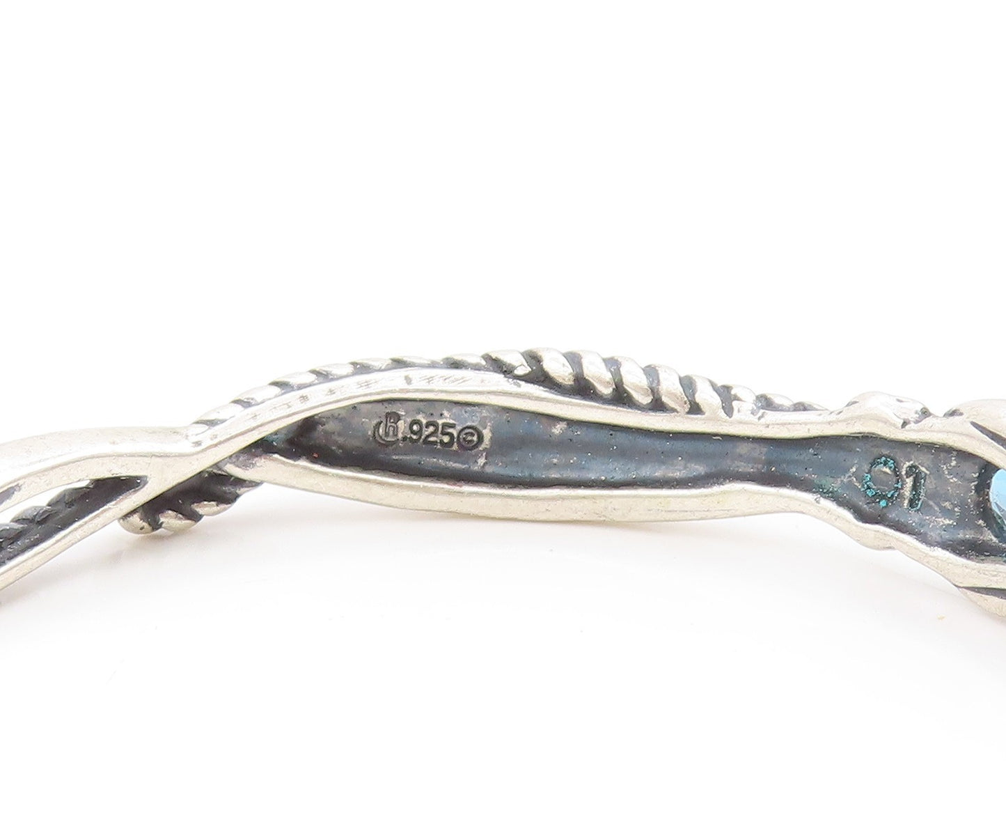925 Sterling Silver Vintage Bracelet CAROLYN POLLACK Blue Topaz Cuff  BT11765