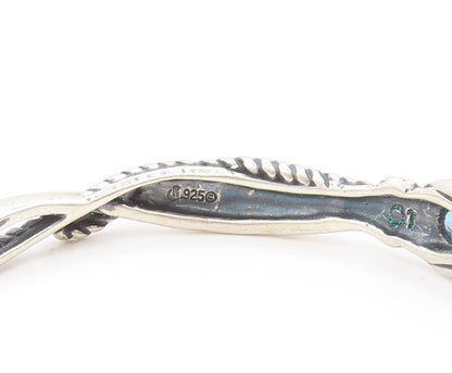925 Sterling Silver Vintage Bracelet CAROLYN POLLACK Blue Topaz Cuff  BT11765