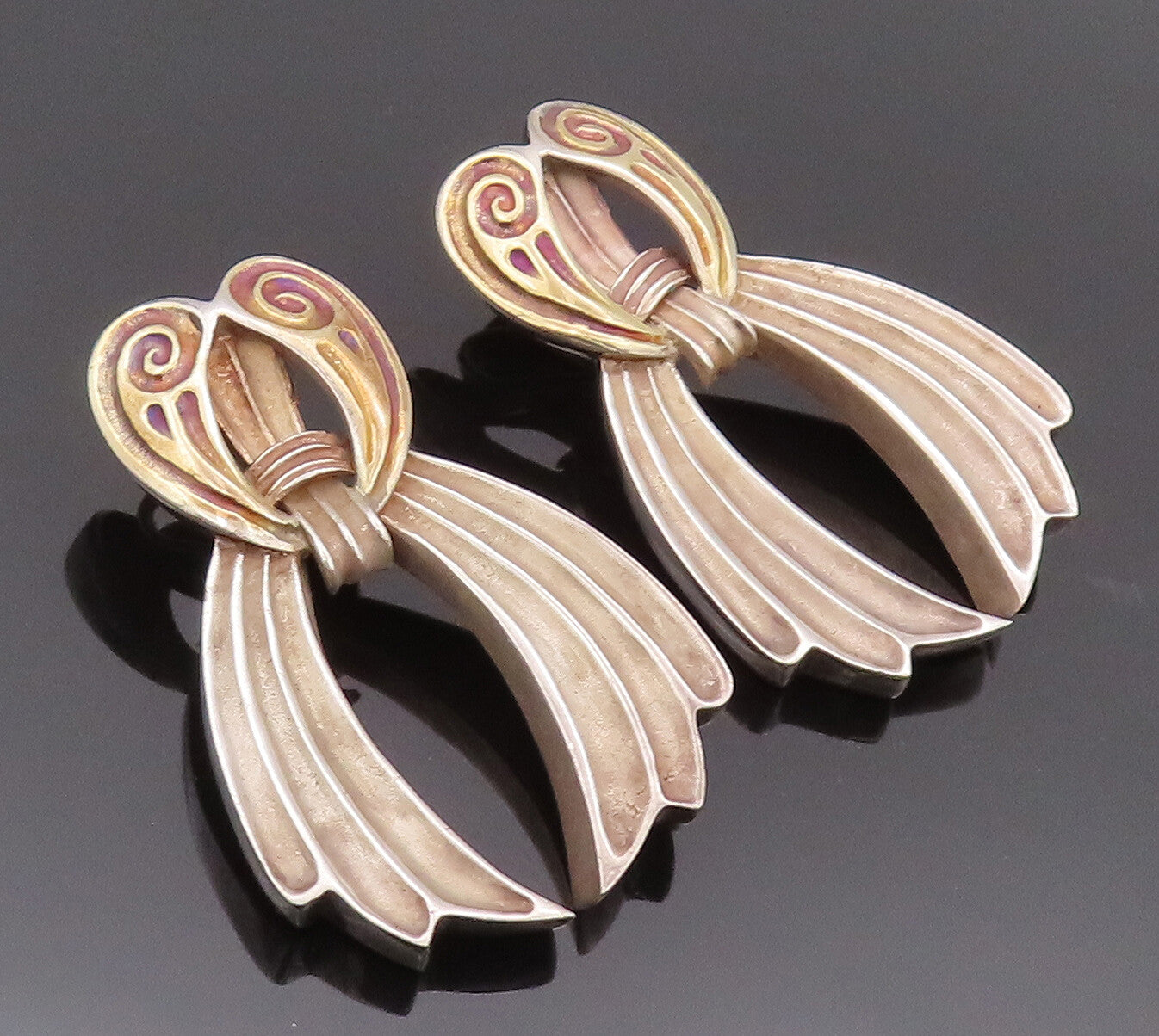 925 Sterling Silver Earrings ROBERT WINC Angle Wings Christmas Ornament  EG12849