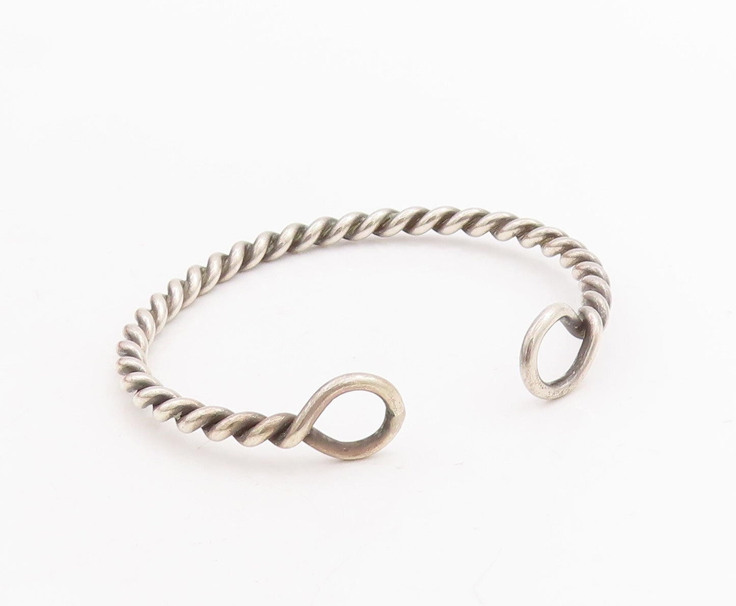 925 Sterling Silver Vintage Bracelet Solid Twisted Rope Cuff BT10674