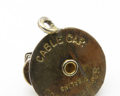 925 Sterling Silver  Vintage San Francisco Cable Car Trolley Pendant  PT8154