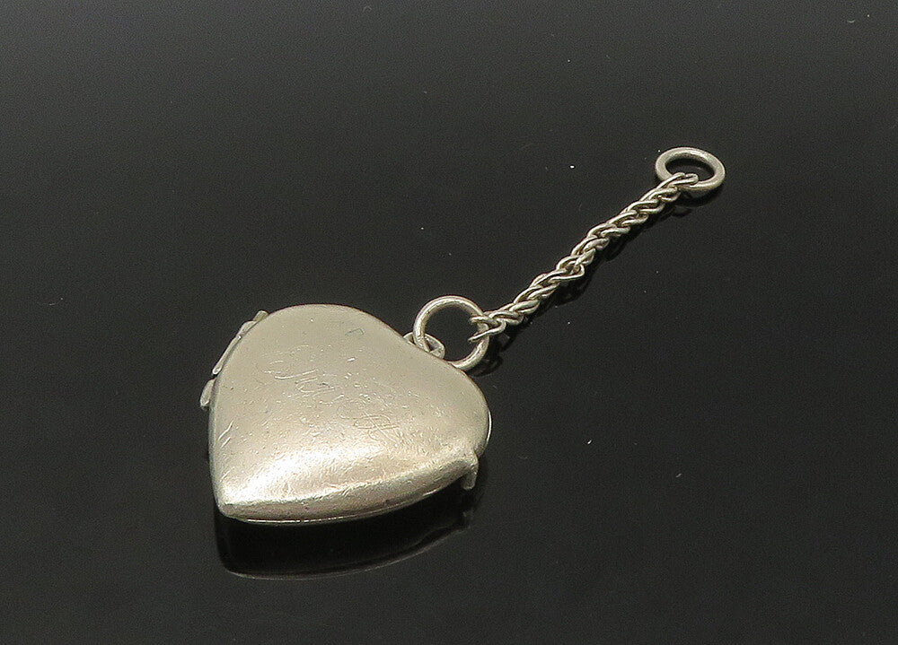 925 Sterling Silver  Vintage Erica Etched Name Love Heart Photo Pocket  TR3099