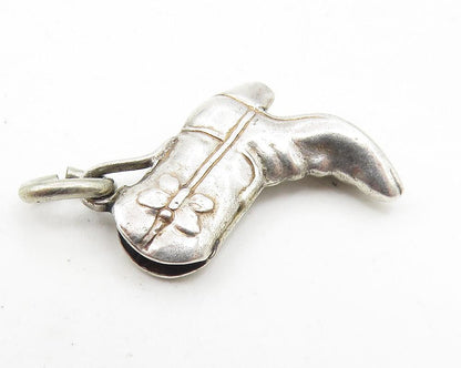 925 Sterling Silver  Vintage Petite Shiny Cowboy Boot Drop Pendant  PT7951