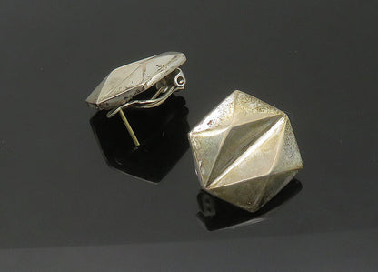 925 Silver & 14K GOLD  Vintage Geometric Shiny Non Pierce Earrings  EG10975
