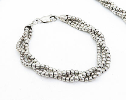925 Sterling Silver Vintage Multi Strand Beaded Necklace & Bracelet Set TR1063